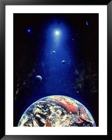 Space Illustration Of The Earth And Planets by Ron Russell Pricing Limited Edition Print image