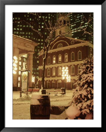 Faneuil Hall At Christmas With Snow, Boston, Ma by James Lemass Pricing Limited Edition Print image