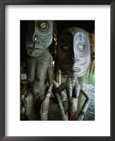 Ancestoral Carvings In The Men's Spirit House In Parembei Village, East Sepik, Papua New Guinea by Jerry Galea Pricing Limited Edition Print image
