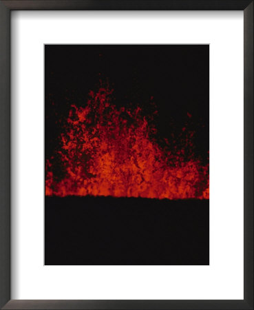 Lava From A Kilauea Sprays High Into The Air In This Night View by William Allen Pricing Limited Edition Print image