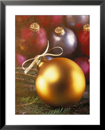 Gold Christmas Ornament With White Ribbon by Eric Kamp Pricing Limited Edition Print image