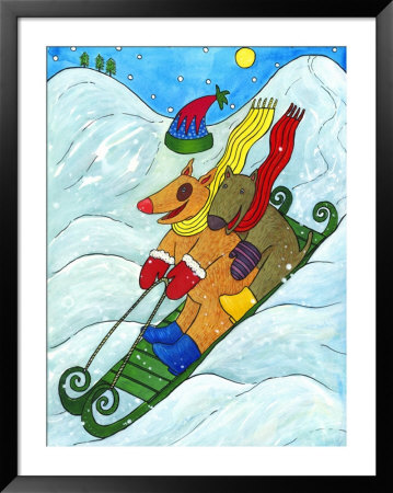 Dogs Sleigh Riding by Susan Mitchell Pricing Limited Edition Print image