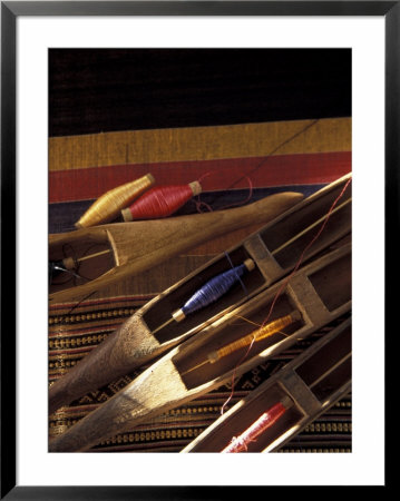Silk Threads With Colorful Fabric On Loom, Luang Prabang, Laos by Keren Su Pricing Limited Edition Print image