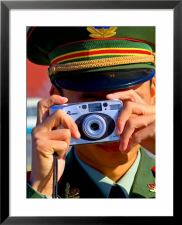 Guard Using His Camera On National Day In Tiananmen Square, Beijing, China by Ray Laskowitz Pricing Limited Edition Print image