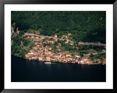Aerial View Of Village On Shores Of Lake Lugano, Gandria, Ticino, Switzerland by Stephen Saks Pricing Limited Edition Print image