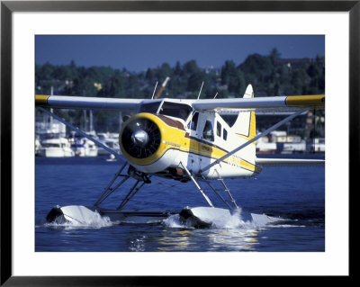 Float Plane Taxiing To Terminal On Lake Union, Washington, Usa by William Sutton Pricing Limited Edition Print image
