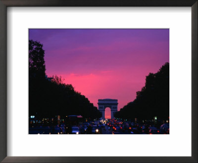 Traffic On The Champs-Elysees And The Arc De Triomphe After Sunset, Paris, Ile-De-France, France by Izzet Keribar Pricing Limited Edition Print image