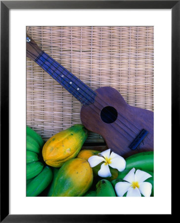 Green Bananas, Papayas, Plumeria And Ukulele, U.S.A. by Ann Cecil Pricing Limited Edition Print image