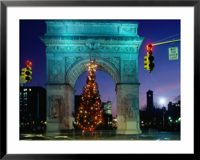 Decorated Christmas Tree In Washington Square Park, New York City, New York, Usa by Bill Wassman Pricing Limited Edition Print image
