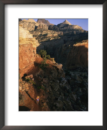 Elevated View Of A Runner On A Trail At Twilight by Bobby Model Pricing Limited Edition Print image