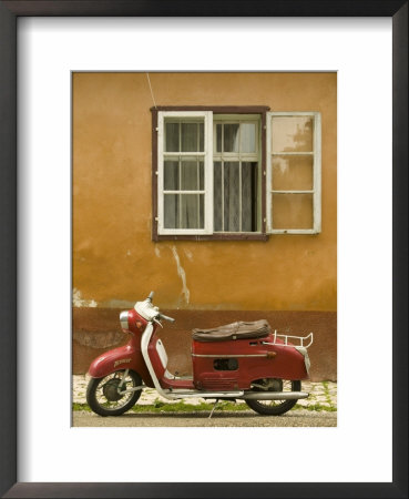 Red Moped, Sighisoara, Transylvania, Romania by Russell Young Pricing Limited Edition Print image