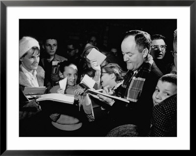 Senator Hubert H. Humphrey Signing Autographs For Youth During Campaigning For Democratic Primaries by Stan Wayman Pricing Limited Edition Print image