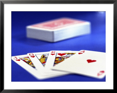 Hand Of Playing Cards With Deck In Background by Brian Lang Pricing Limited Edition Print image