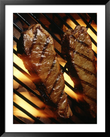 Steaks Cooking On Grill by Dennis Lane Pricing Limited Edition Print image