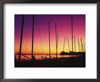 Santa Barbara, Ca, Sailboats On Beach At Sunset by Jim Corwin Pricing Limited Edition Print image