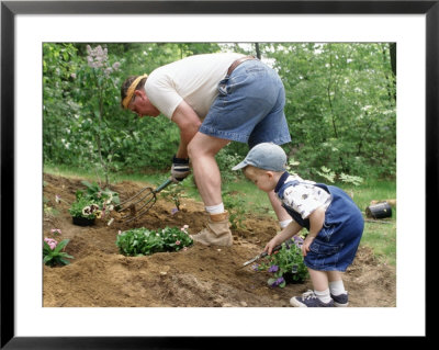 Father And Child Gardening by Kathleen Kliskey-Geraghty Pricing Limited Edition Print image