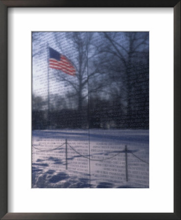 American Flag Reflected In The Vietnam Memorial, Washington, D.C. by Stacy Gold Pricing Limited Edition Print image