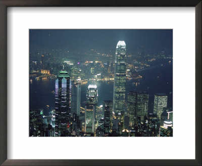 Two Ifc Building On Right And Skyline At Night, From Hong Kong Island, Hong Kong, China, Asia by Amanda Hall Pricing Limited Edition Print image