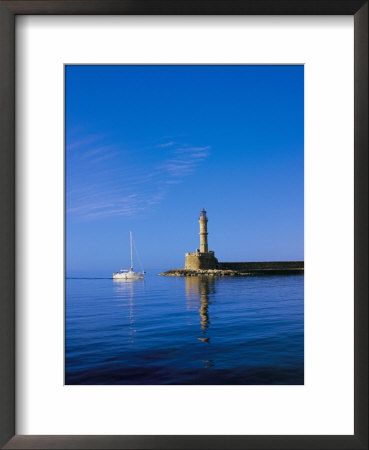 Hania (Chania) Harbour And Lighthouse, Island Of Crete, Greece, Mediterranean by Marco Simoni Pricing Limited Edition Print image