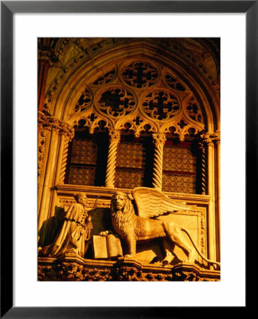 St Mark's Lion Detail On Palazzo Ducale, Official Residence Of Doges Venice, Italy by Glenn Beanland Pricing Limited Edition Print image