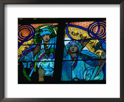 Stained-Glass Windows With Art Nouveau Mucha Designs In St. Vitus Cathedral, Prague, Czech Republic by Richard Nebesky Pricing Limited Edition Print image