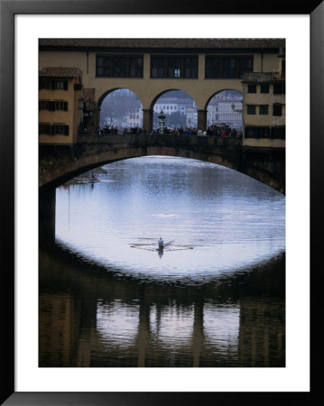 Rower On Arno River Passing Beneath Ponte Vecchio, Florence, Tuscany, Italy by Doug Mckinlay Pricing Limited Edition Print image