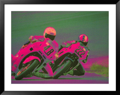 Two People Racing Motorcycles by Harold Wilion Pricing Limited Edition Print image