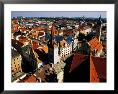 Overhead Of Historic Town Quarter From Tower Of St. Peter's Church, Marienplatz, Munich, Germany by Krzysztof Dydynski Pricing Limited Edition Print image
