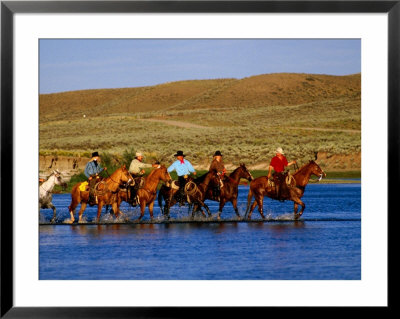 Cowboys And Cowgirls Fording A River, Aspen, U.S.A. by Curtis Martin Pricing Limited Edition Print image
