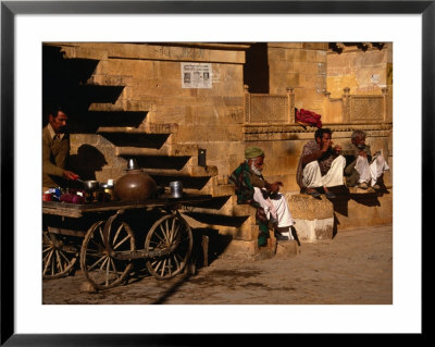 Local Men Sip Tea On Street, Jaisalmer, Rajasthan, India by Jane Sweeney Pricing Limited Edition Print image