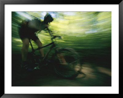 Panned Shot Of A Mountain Biker by Stephen Alvarez Pricing Limited Edition Print image