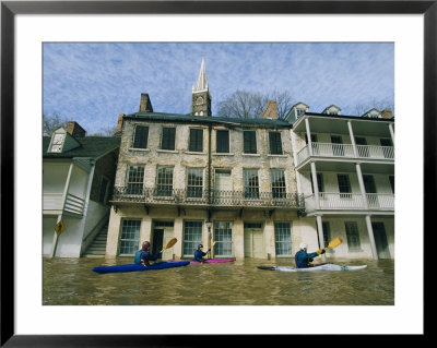 Kayakers Paddling Through Flooded Downtown Historic Harpers Ferry by Skip Brown Pricing Limited Edition Print image
