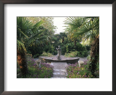 Lamorran House, Cornwall View Down Garden, Statue, Trachycarpus, Osteospermum by Mark Bolton Pricing Limited Edition Print image
