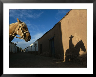 A Horse And Rider Cast A Shadow On An Adobe Wall by Joel Sartore Pricing Limited Edition Print image