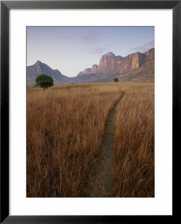 A Path Recedes In Tall Grasses Towards Limestone Rock Formations by Michael Melford Pricing Limited Edition Print image