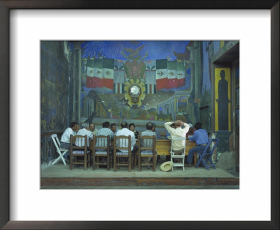 Town Meeting With Murals By Rodolfo Morales, Oaxaca, Mexico by Judith Haden Pricing Limited Edition Print image