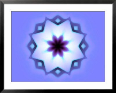 Flower-Like Fractal Design Within Star On Blue Background by Albert Klein Pricing Limited Edition Print image
