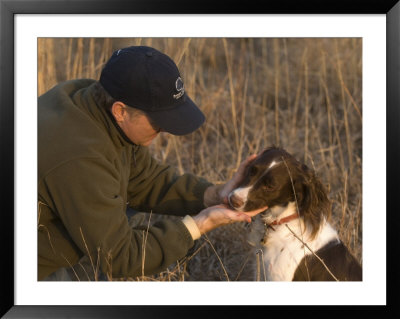 A Male And His English Springer Spaniel In A Nebraska Pasture by Joel Sartore Pricing Limited Edition Print image