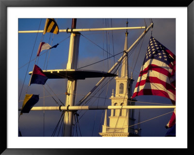 Trinity Church Behind Flags At Bowen's Wharf, Newport, Rhode Island, Usa by Alexander Nesbitt Pricing Limited Edition Print image