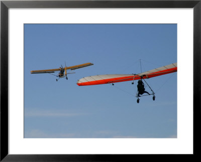 Hang Glider Being Towed Aloft By An Ultralight Aircraft by Skip Brown Pricing Limited Edition Print image
