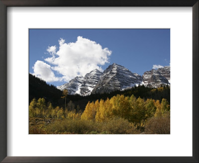 The Majestic Maroon Bells Rise Above Aspen And Evergreen Trees by Charles Kogod Pricing Limited Edition Print image