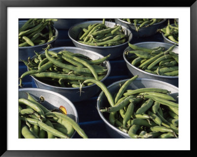 Green Beans In Tin Buckets For Sale At A Market In Nice by David Evans Pricing Limited Edition Print image