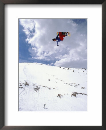 Snowboarder Upside-Down In The Air by Douglas Hollenbeck Pricing Limited Edition Print image