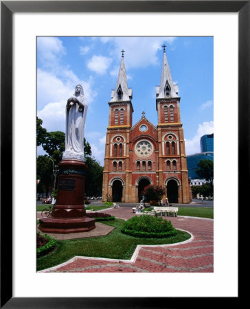 Twin Towers Of Notre Dame Cathedral With Statue In Foreground, Ho Chi Minh City, Vietnam by Mason Florence Pricing Limited Edition Print image