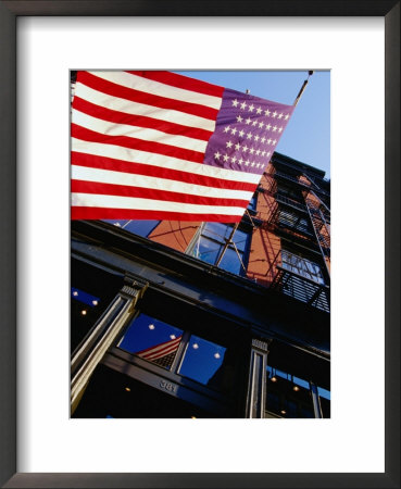 American Flag Waving At West Broadway In Soho, New York City, New York, Usa by Angus Oborn Pricing Limited Edition Print image