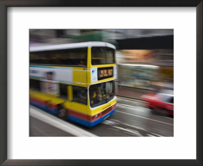 Bus Speeding Along Hennessey Road, Wan Chai, Hong Kong, China by Greg Elms Pricing Limited Edition Print image