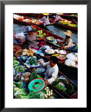 Wooden Canoes Laden With Goods For Sale At Floating Market, Damnoen Saduak, Thailand by Richard I'anson Pricing Limited Edition Print image