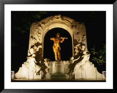 Monument To Johann Strauss The Younger At Night, Vienna, Austria by Martin Moos Pricing Limited Edition Print image