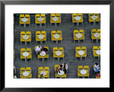 Tables And Chairs Lined Up In Piazza San Marco, Venice, Italy by Damien Simonis Pricing Limited Edition Print image