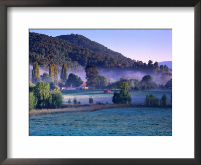 Early Morning Mist Rolling Across Farmland And Homestead In Brindabella Valley, Australia by Trevor Creighton Pricing Limited Edition Print image